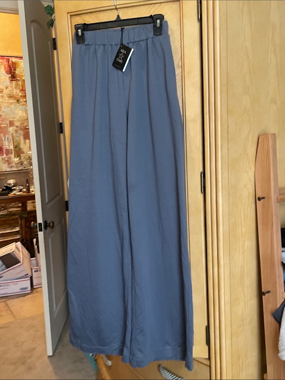Area stars slate blue wide leg lounge pants with pockets size xs